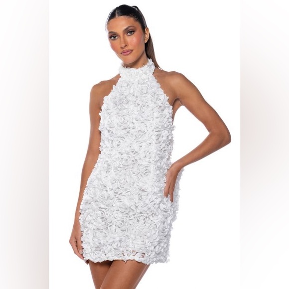 white bow textured mini dress - Picture 2 of 3